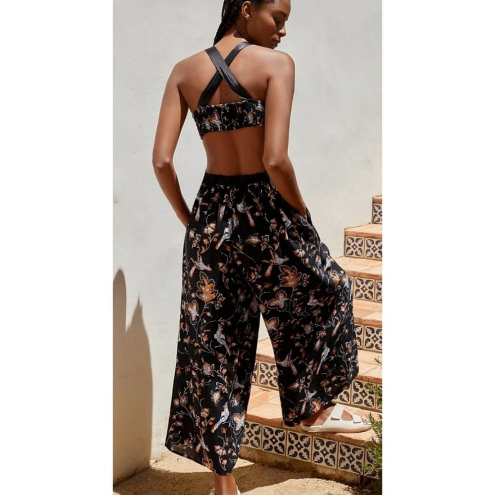 Brand New by Anthropologie the Brinley V-Neck Lightweight Floral Cutout Jumpsuit